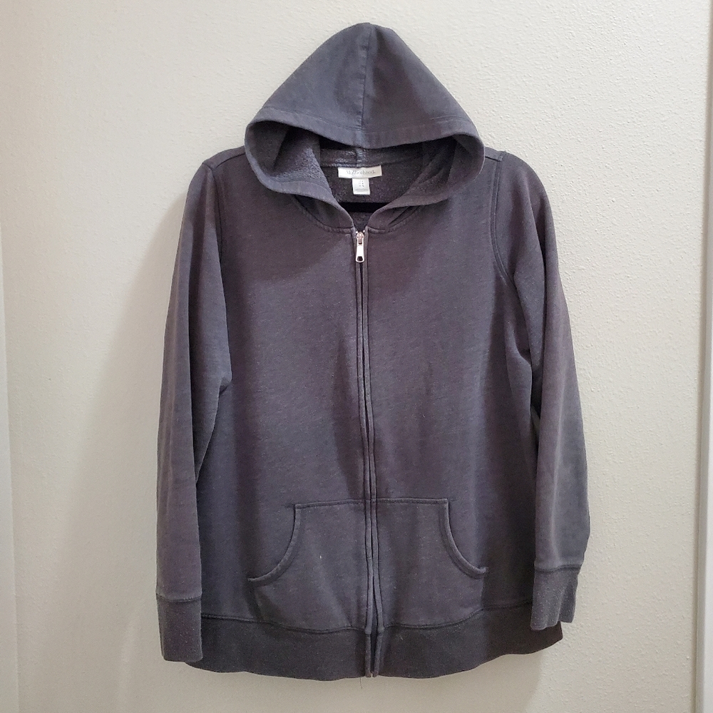 Motherhood Maternity Hoodie Womens Large Full Zip up Gray Grey Long Sleeves